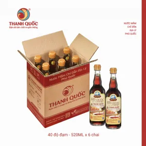 Nước Mắm Chỉ Dẫn Địa Lý Phú Quốc - Thanh Quốc 40N, 520ml x 6 chai